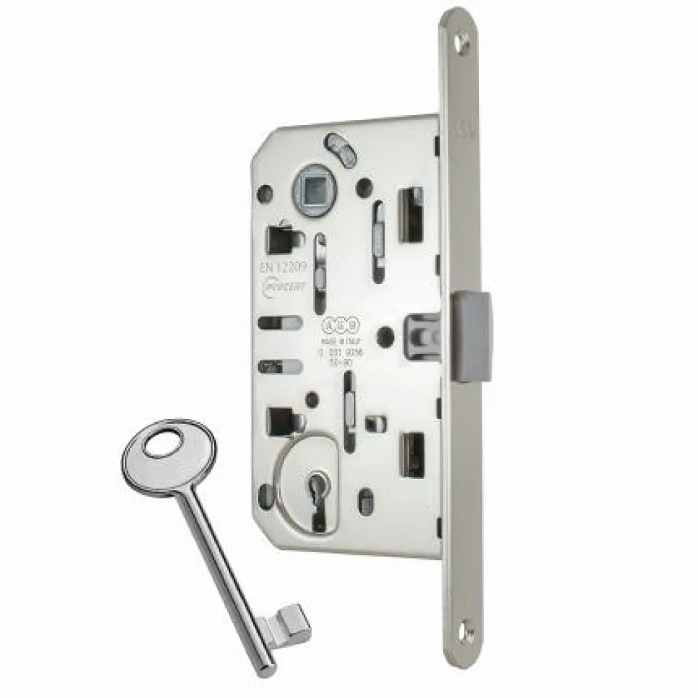 DOOR LOCK AGB MEDIANA EVO 50-90 - KEY NICKEL ROUND F18