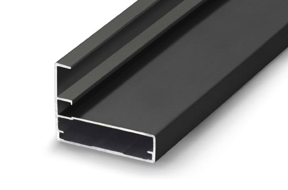 ALUMINIUM GLASS DOOR PROFILE with HANDLE MAT BLACK (3m)