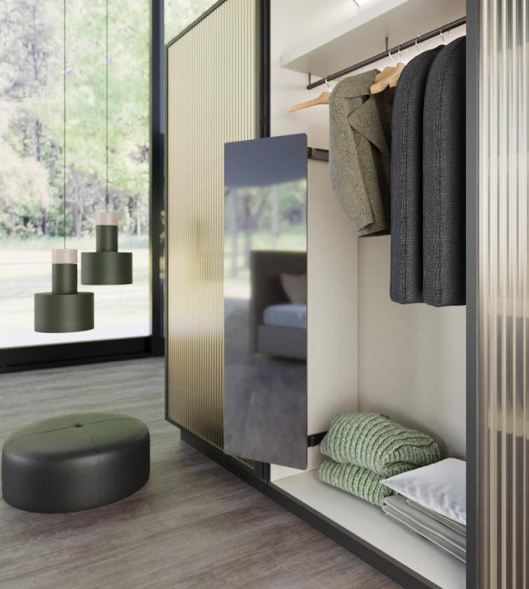 PULL OUT SWIVEL MIRROR H=1200 x W=380mm BLACK