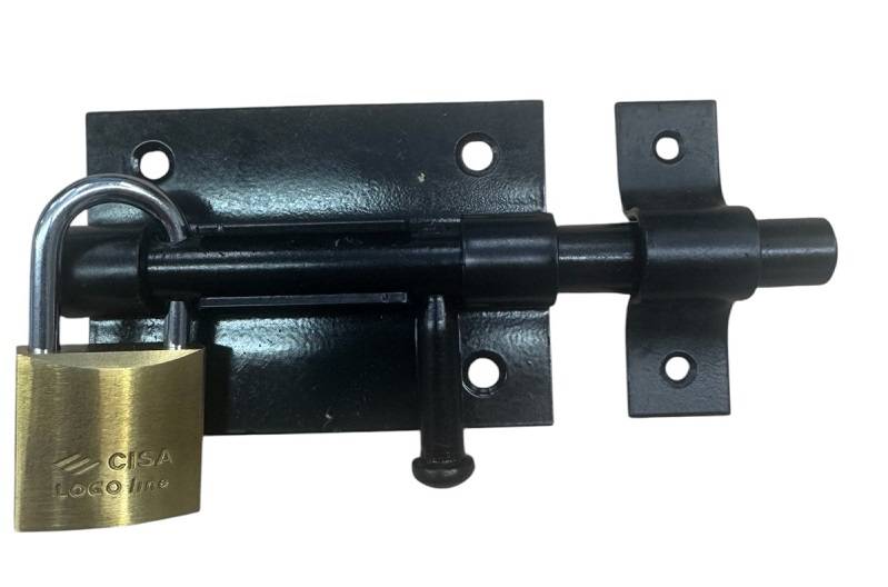 PADLOCKABLE DOOR BOLT 85mm BLACK
