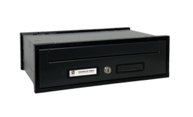 SINGLE Sided Recessed wall-mounted modular letterbox W400xH125xD250mm BLACK